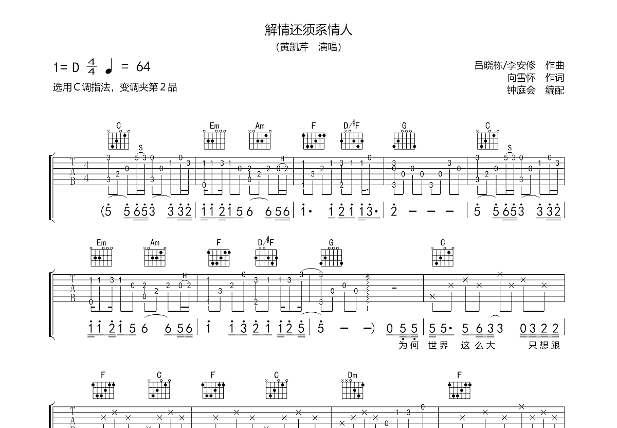 解情还须系情人吉他谱预览图