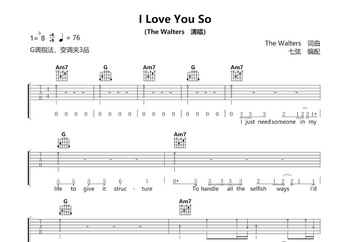 I Love You So吉他谱预览图