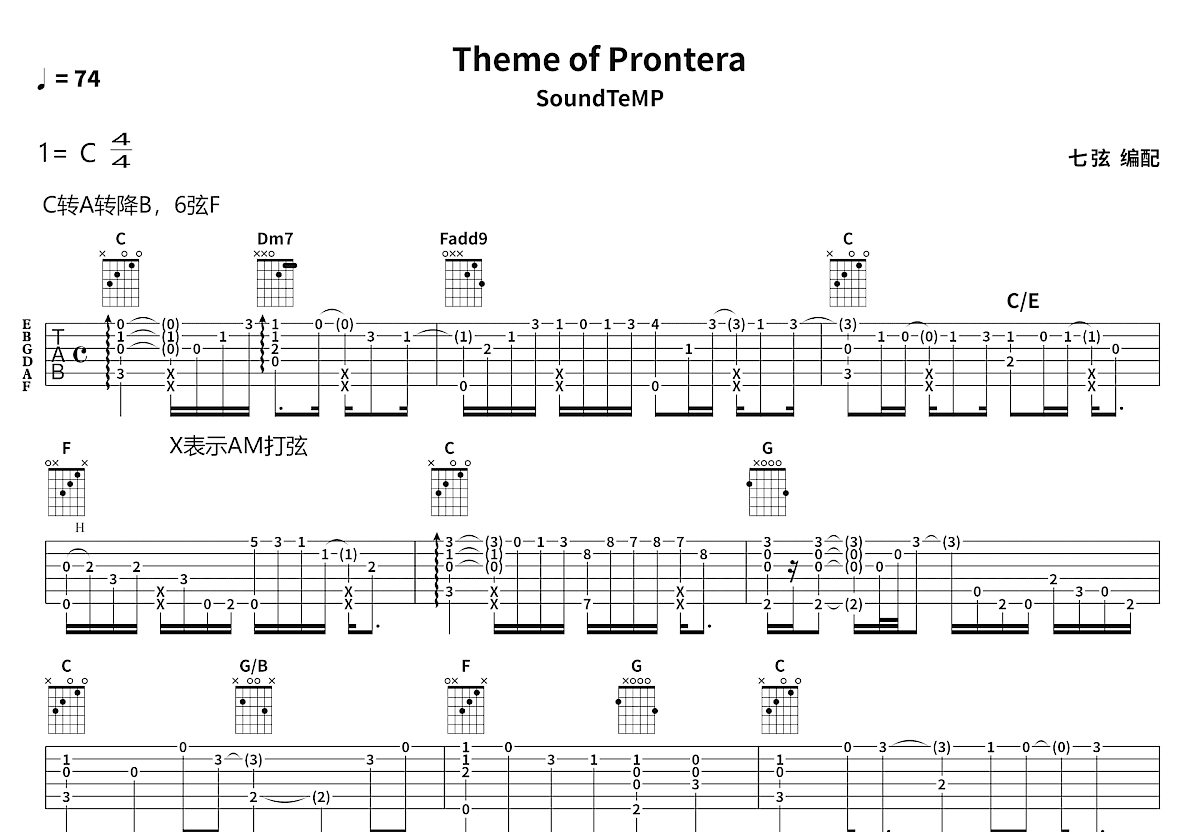 Theme of Prontera吉他谱预览图