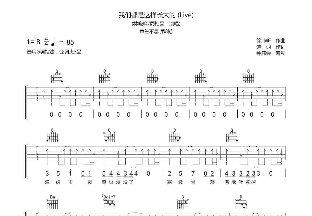 我们都是这样长大的吉他谱预览图