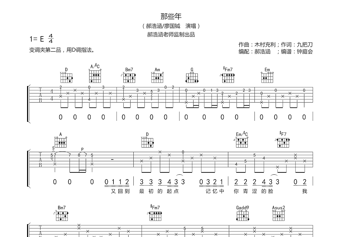 那些年吉他谱预览图