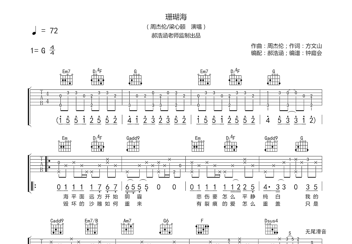 珊瑚海吉他谱预览图