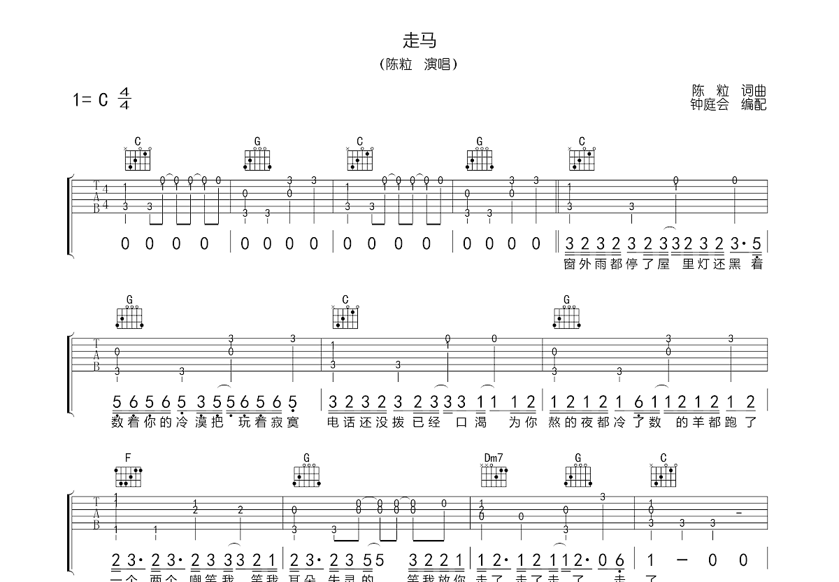 走马吉他谱预览图