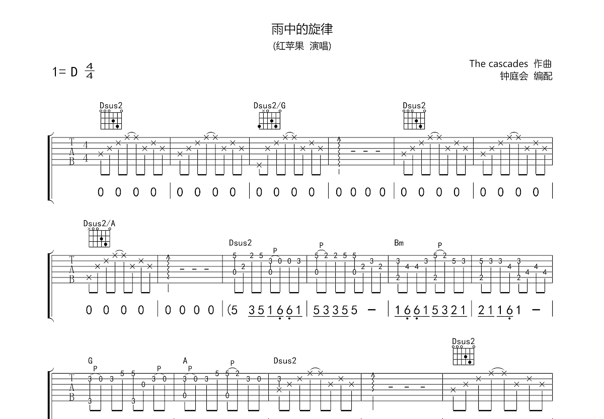 雨中的旋律吉他谱预览图