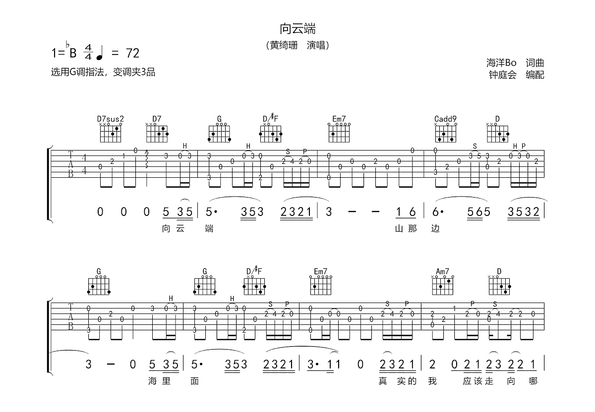 向云端吉他谱预览图