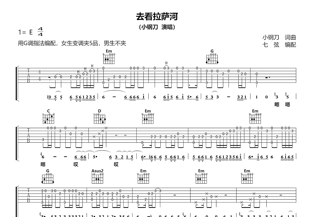 去看拉萨河吉他谱预览图
