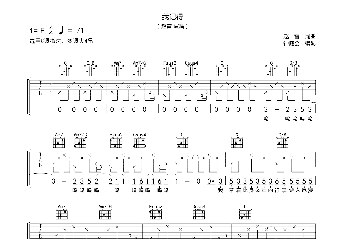 我记得吉他谱预览图