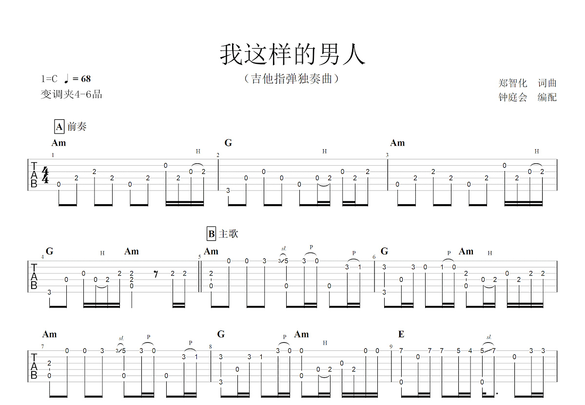 我这样的男人吉他谱预览图