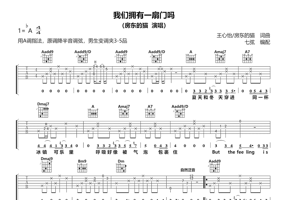 我们拥有一扇门吗吉他谱预览图