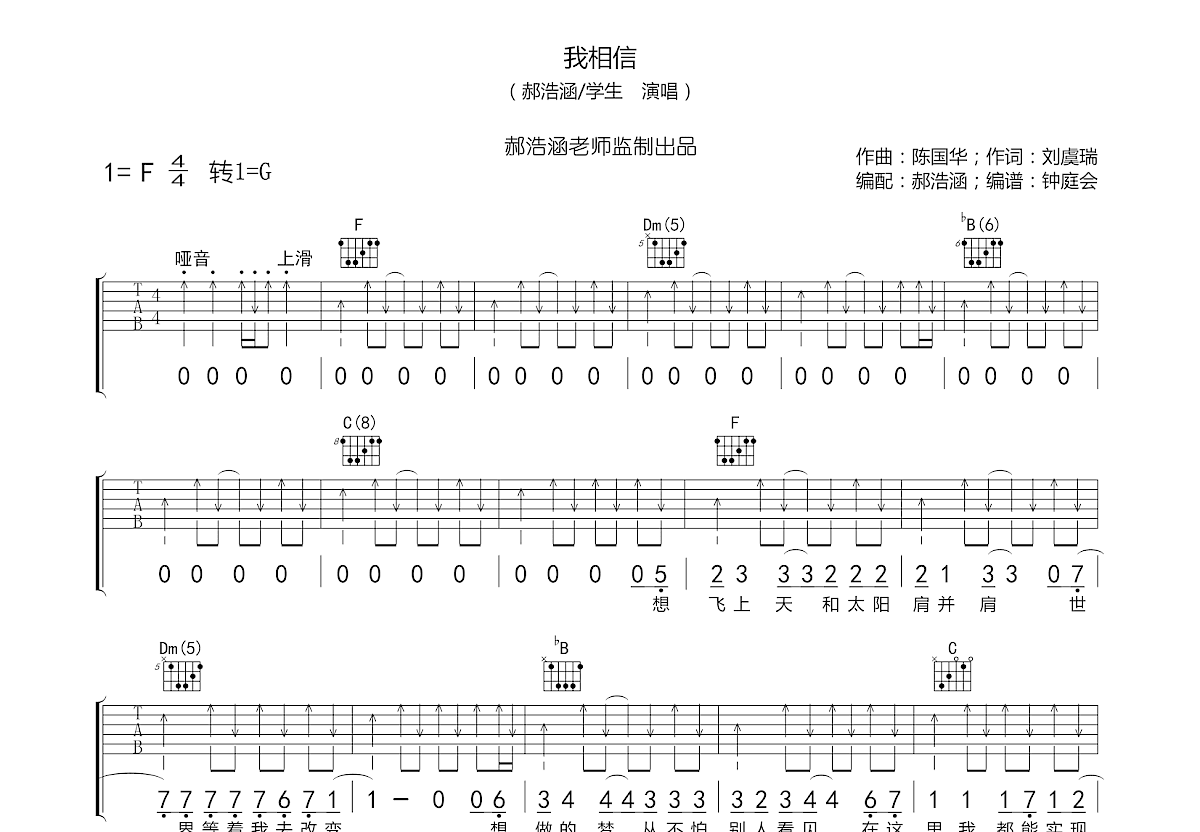 我相信吉他谱预览图