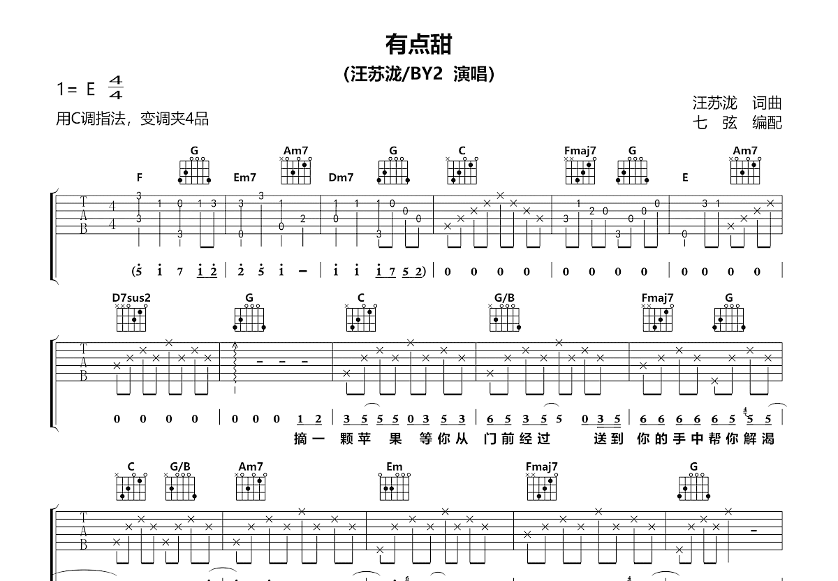 有点甜吉他谱预览图