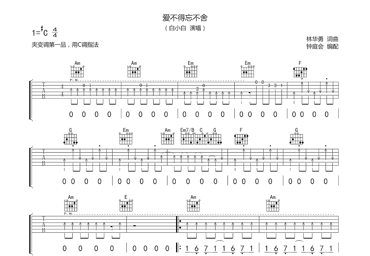 爱不得忘不舍吉他谱预览图