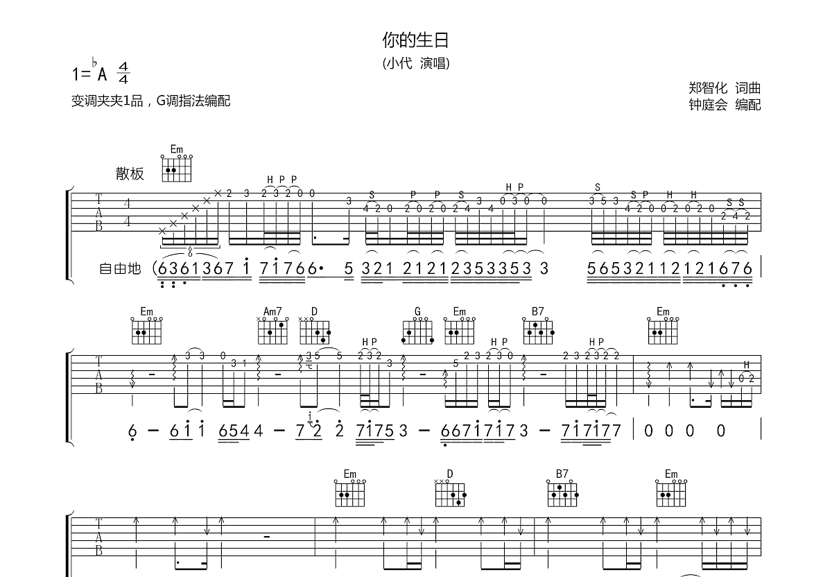 你的生日吉他谱预览图