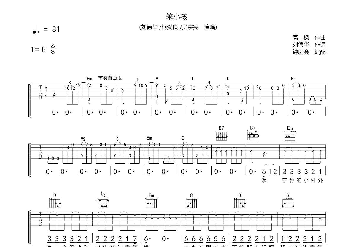 笨小孩吉他谱预览图