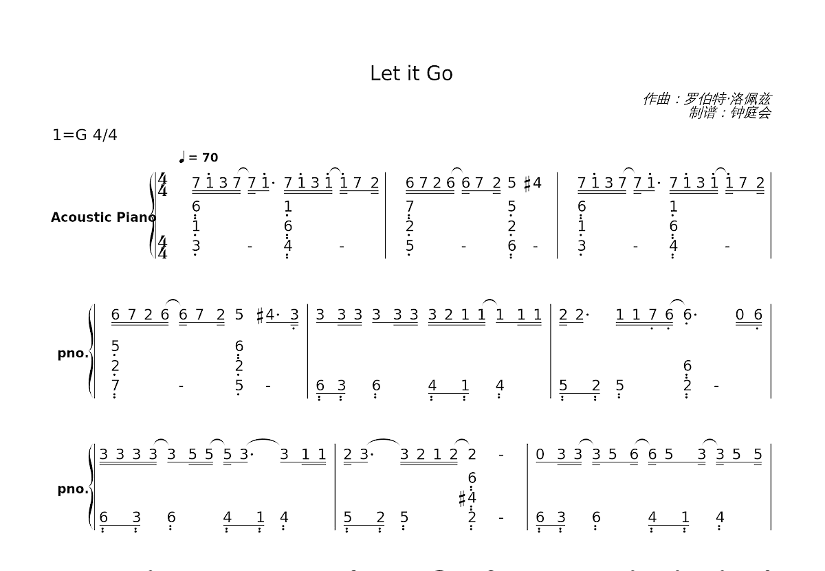 Let it Go简谱预览图