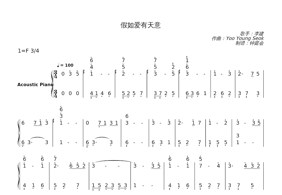 假如爱有天意简谱预览图