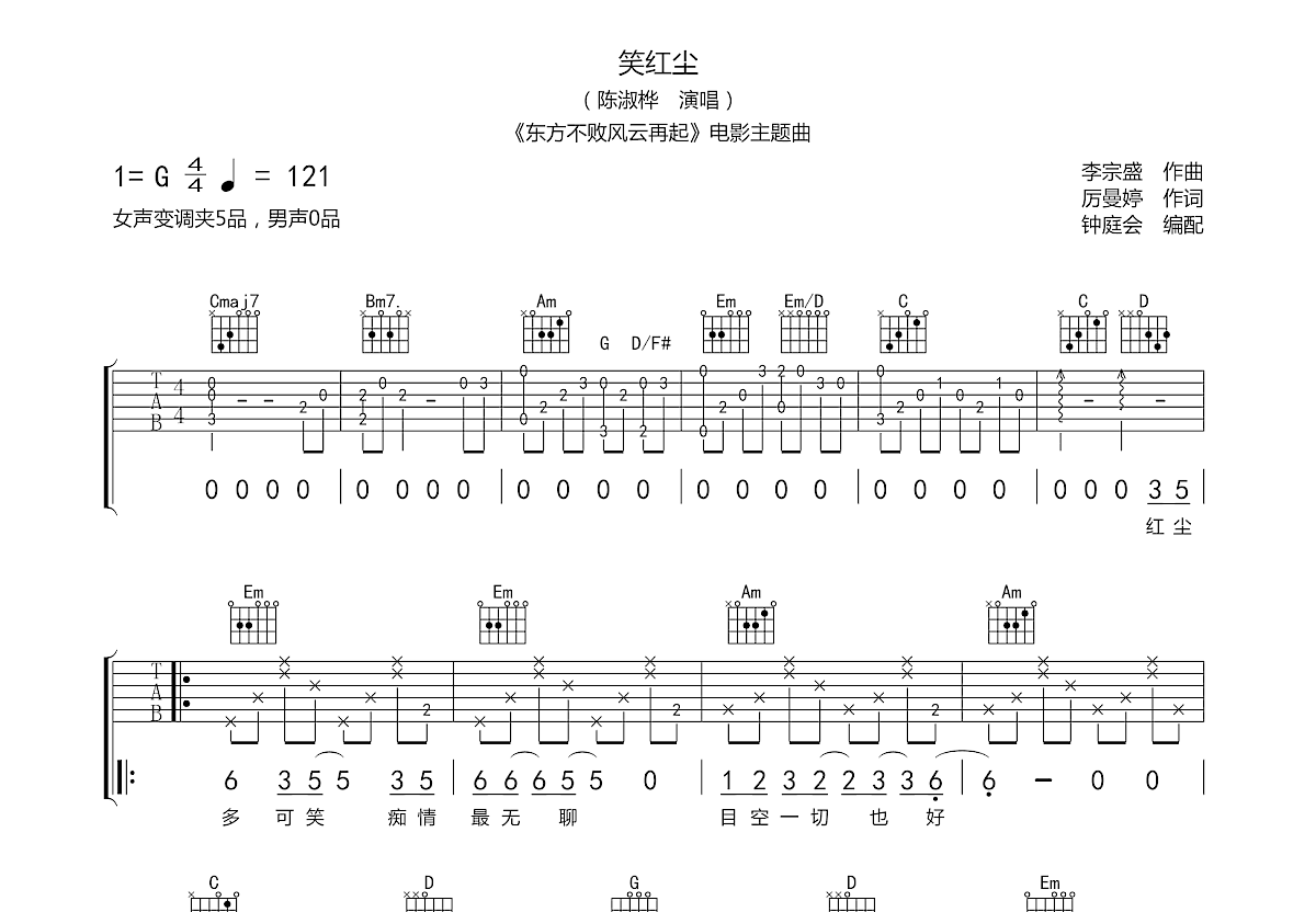 笑红尘吉他谱预览图