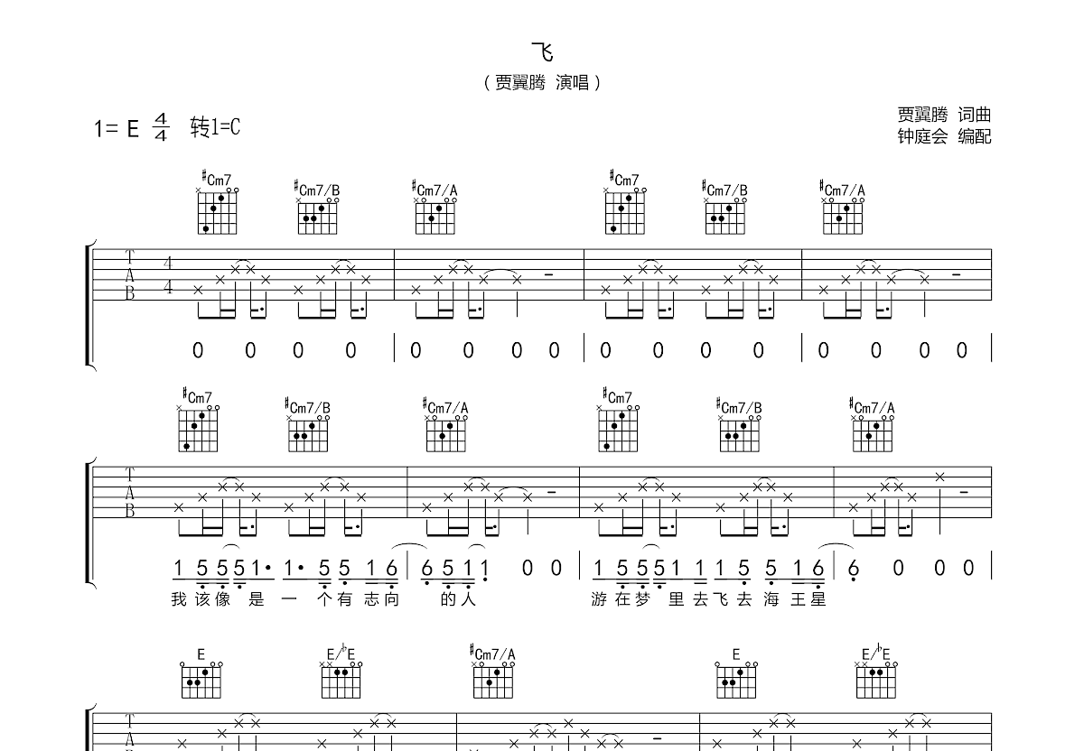 飞吉他谱预览图