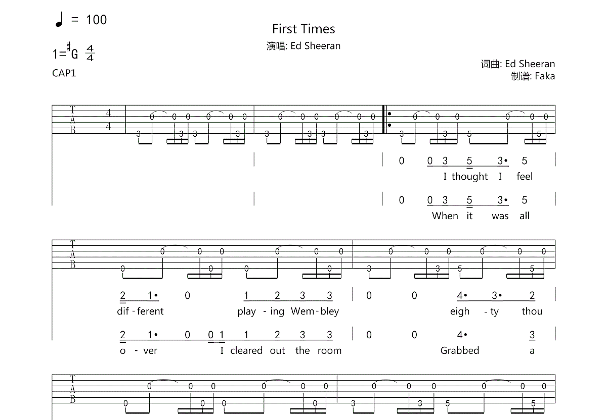 First Times吉他谱预览图