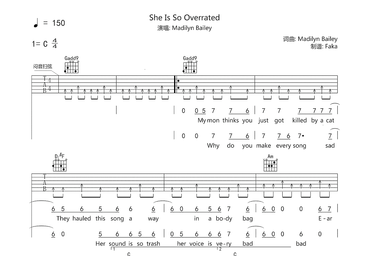 She Is So Overrated吉他谱预览图
