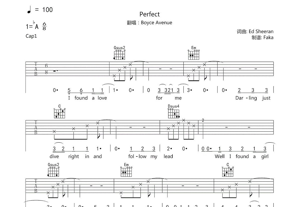 Perfect吉他谱预览图