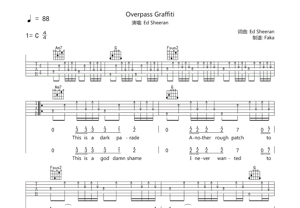 Overpass Graffiti吉他谱预览图