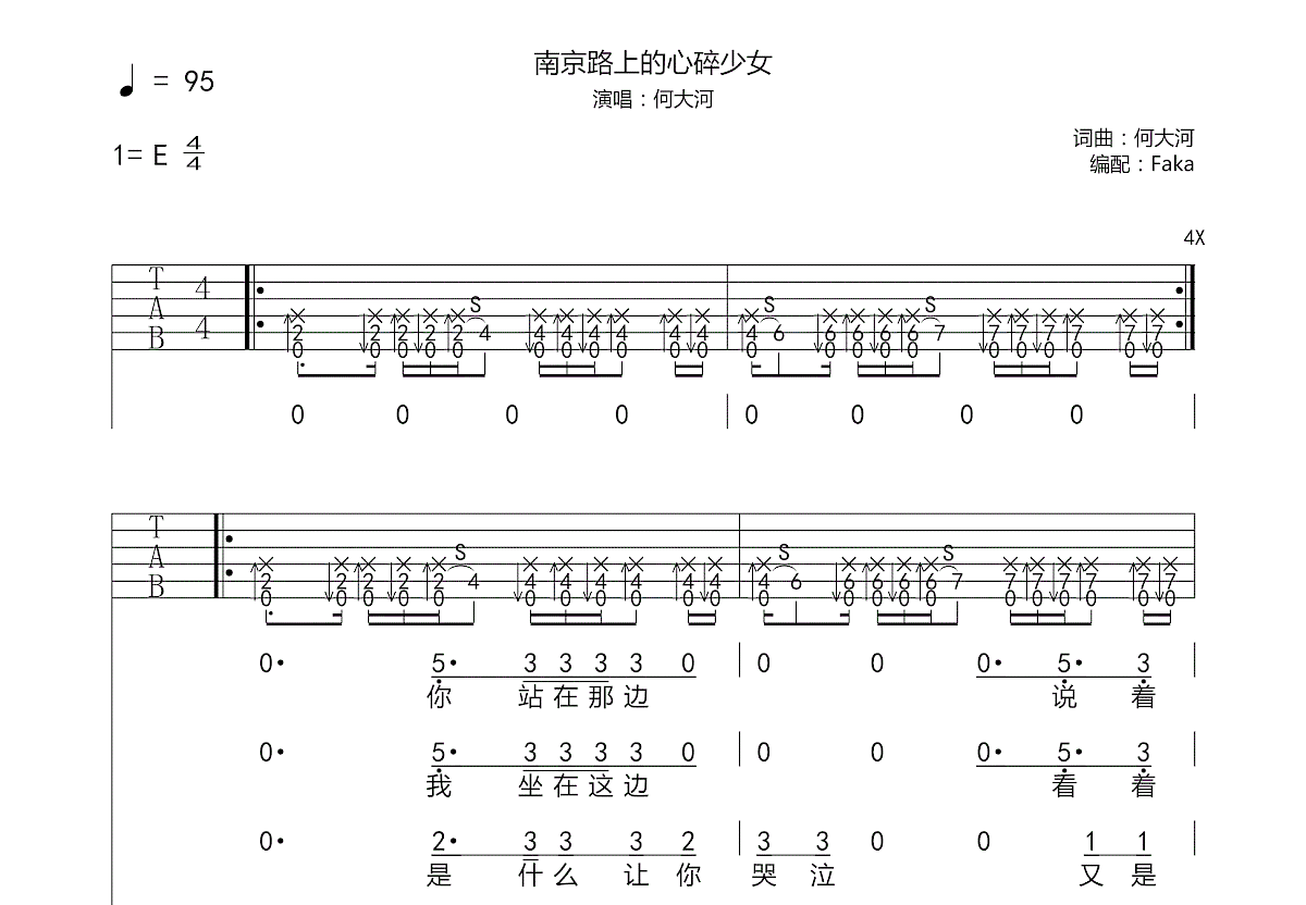 南京路上的心碎少女吉他谱预览图