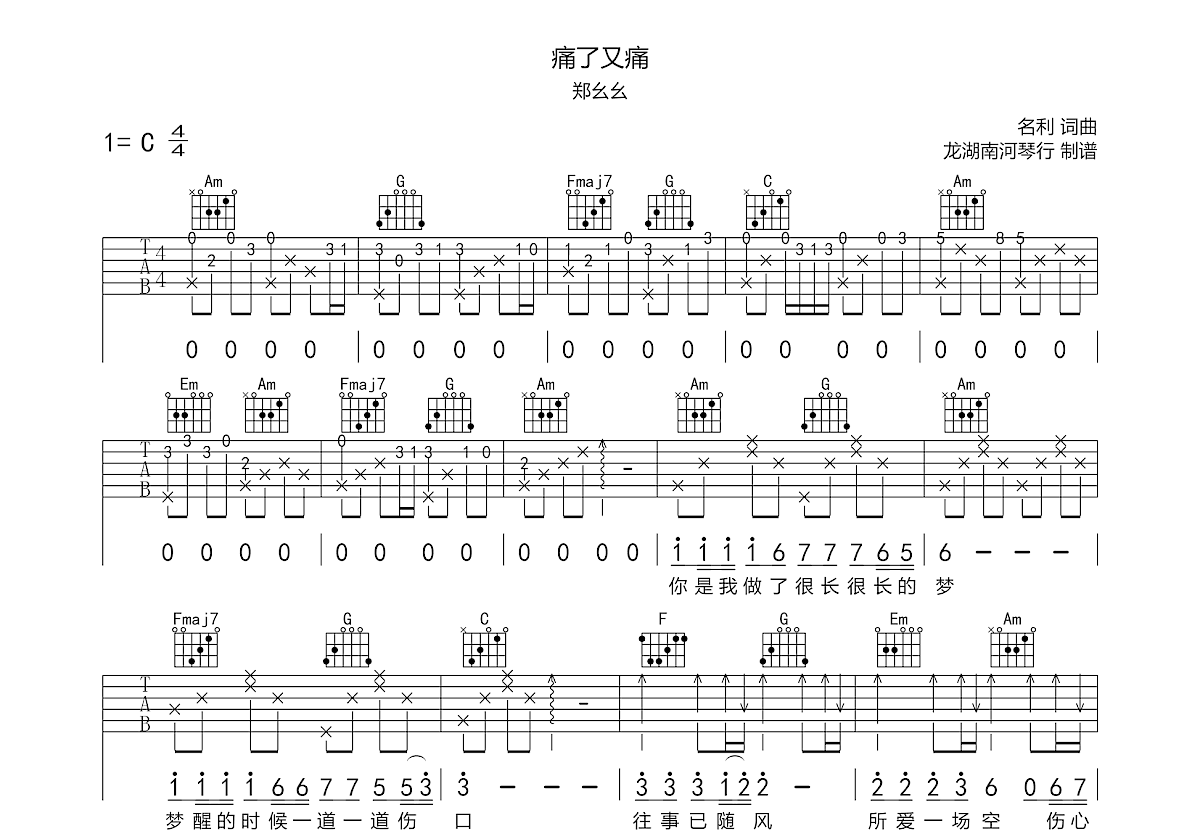 痛了又痛吉他谱预览图