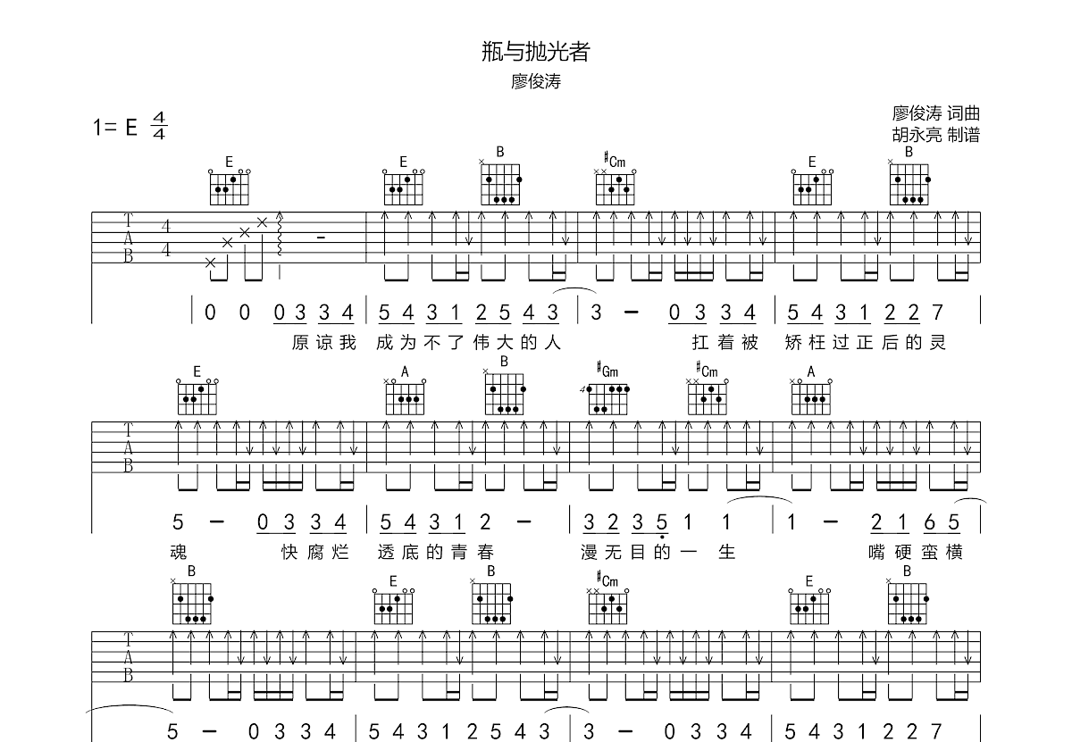 瓶与抛光者吉他谱预览图