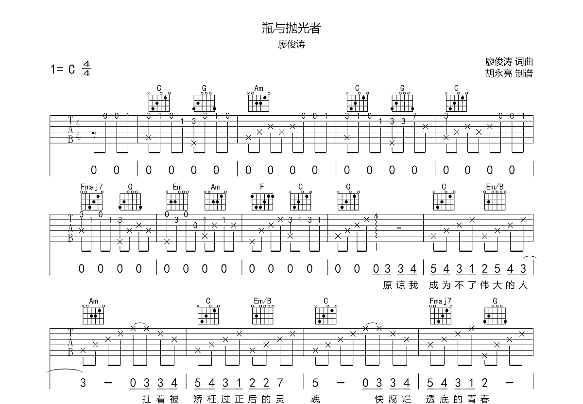 瓶与抛光者吉他谱预览图