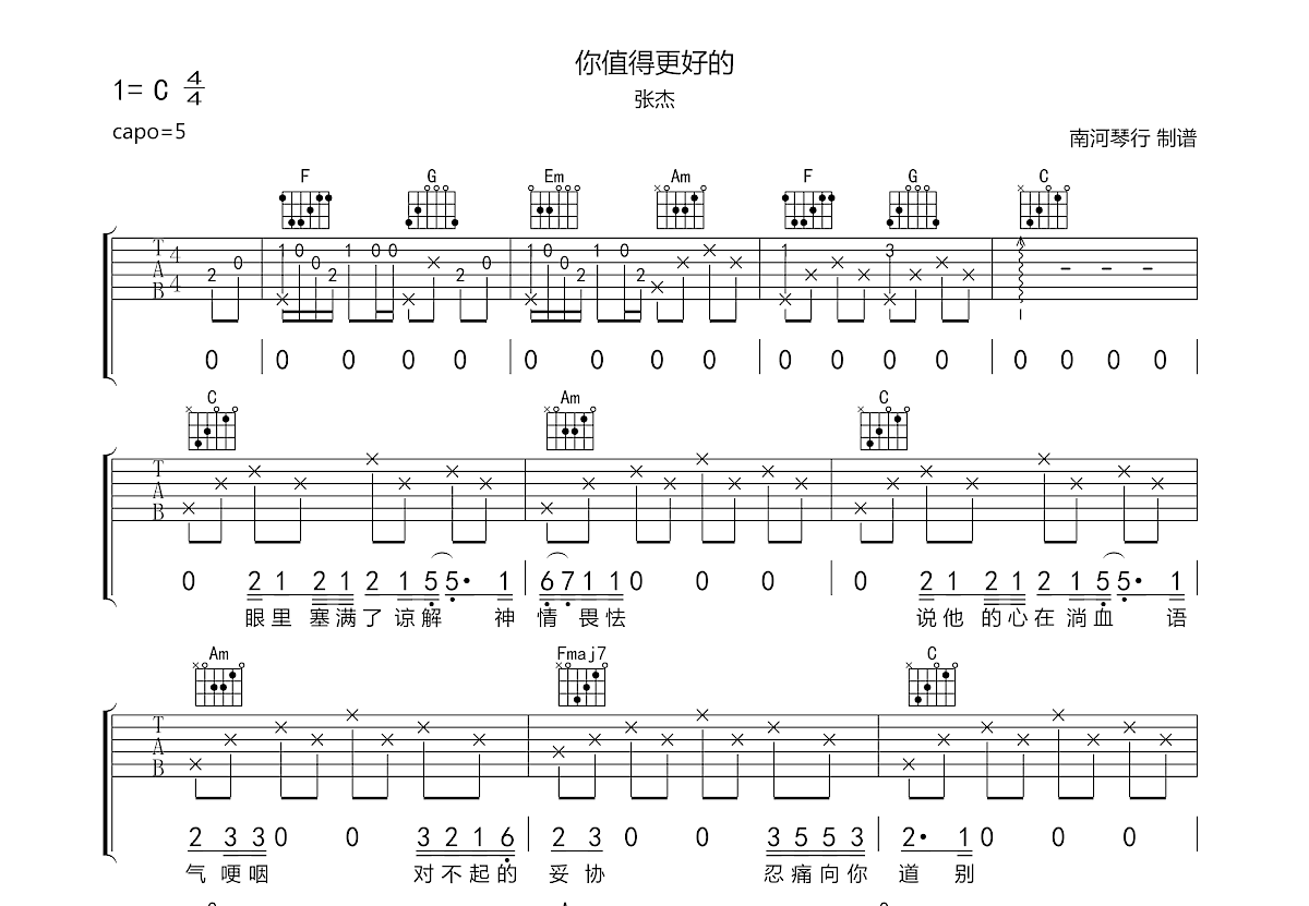 你值得更好的吉他谱预览图