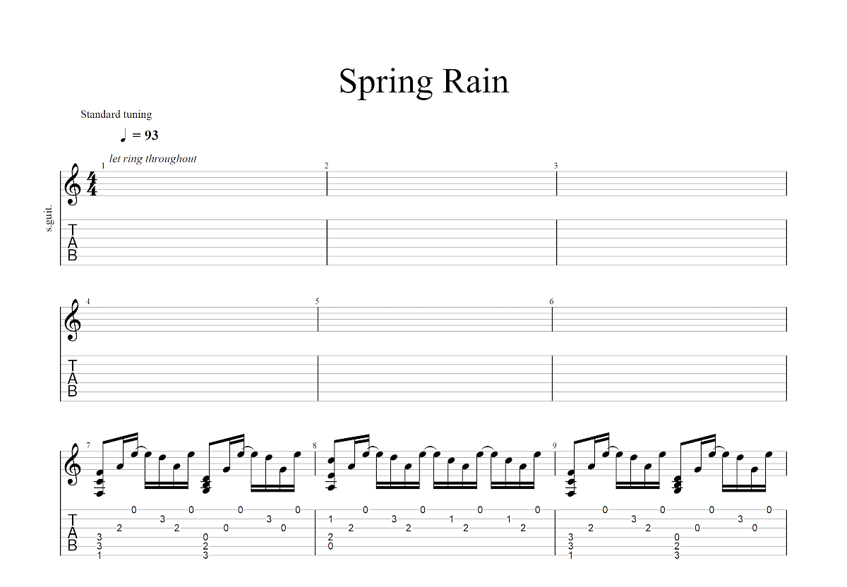 Spring Rain吉他谱预览图