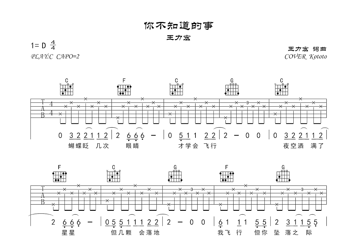 你不知道的事吉他谱预览图