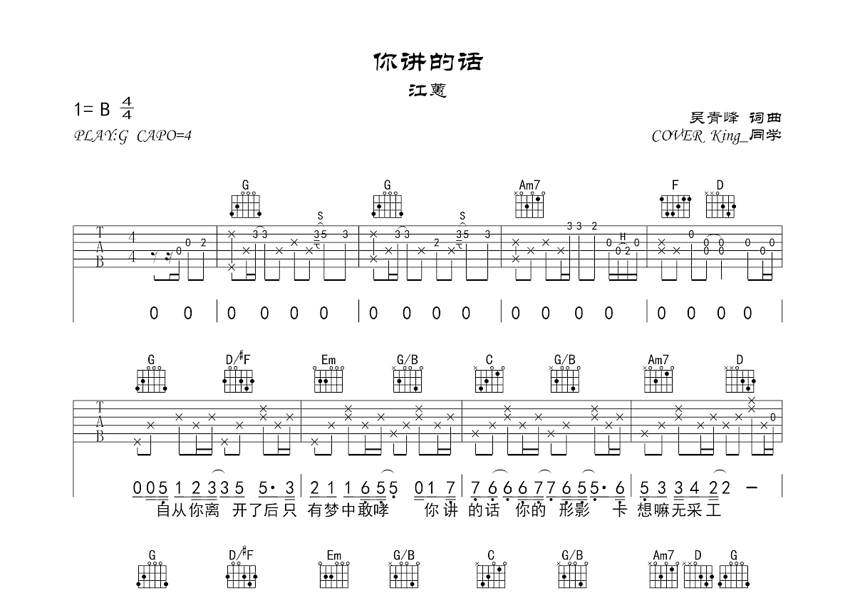 你讲的话吉他谱预览图