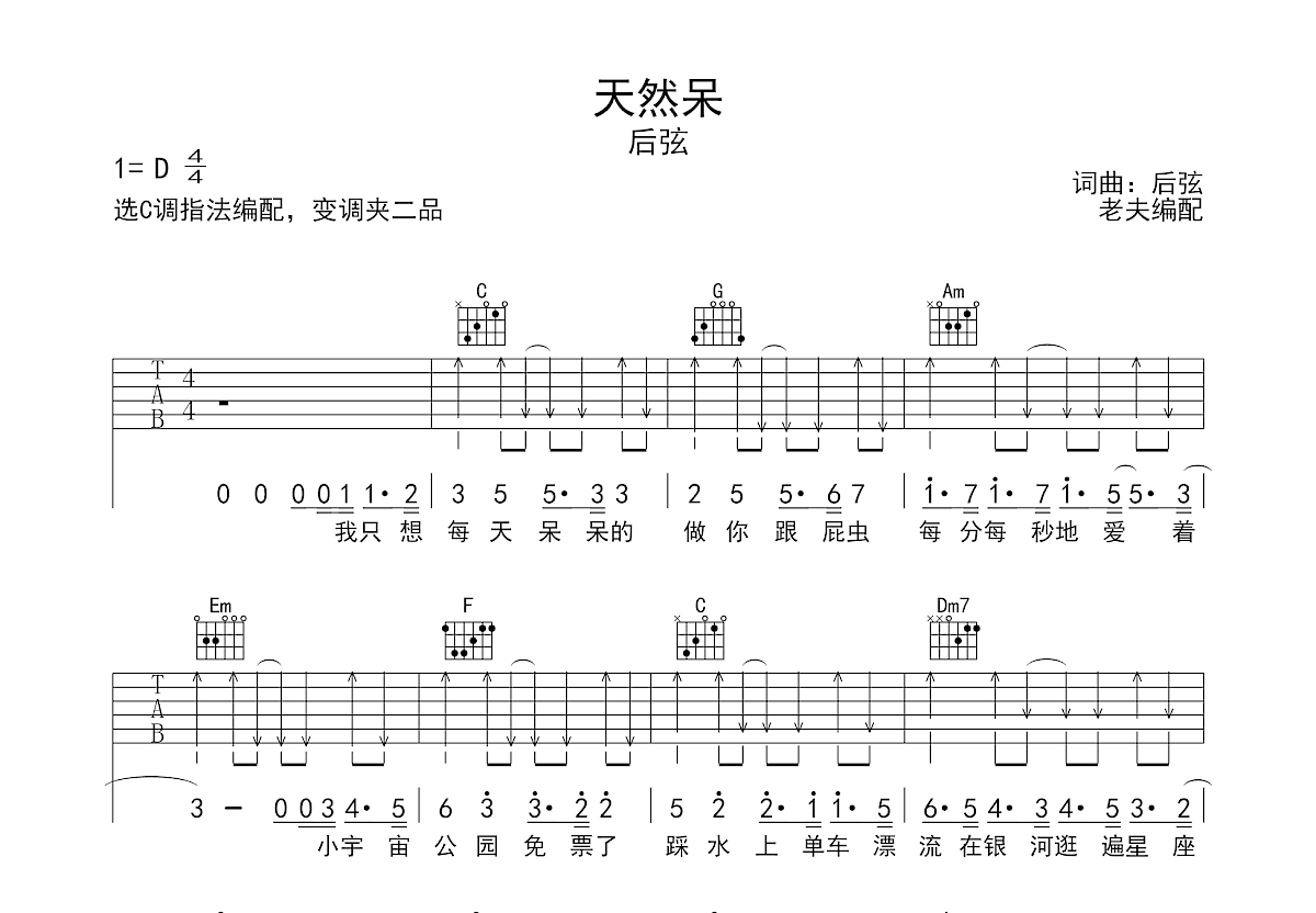 天然呆吉他谱预览图