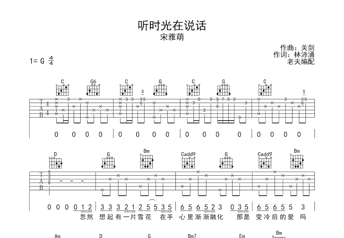 听时光在说话吉他谱预览图