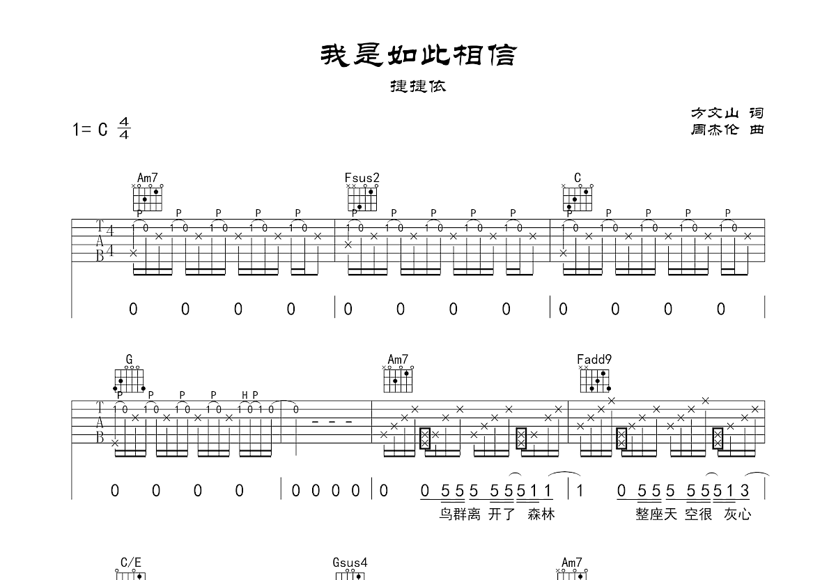 我是如此相信吉他谱预览图