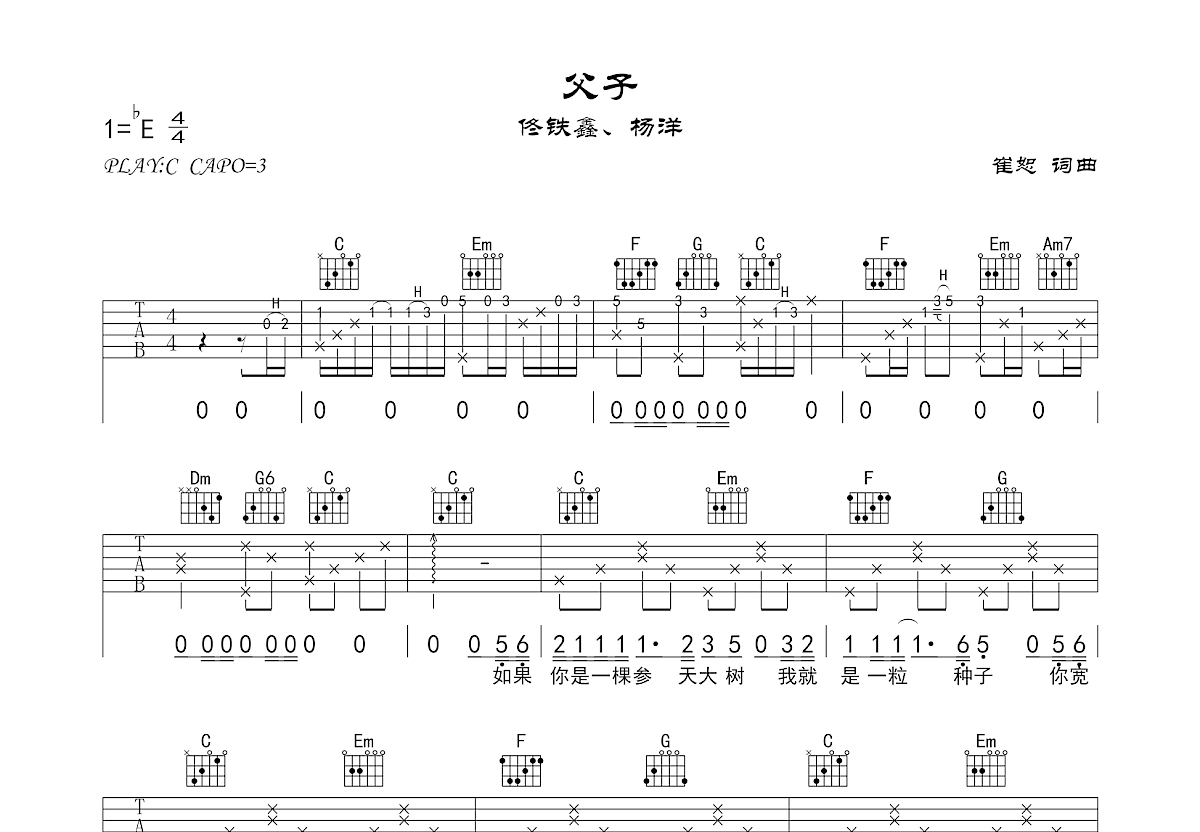 父子吉他谱预览图