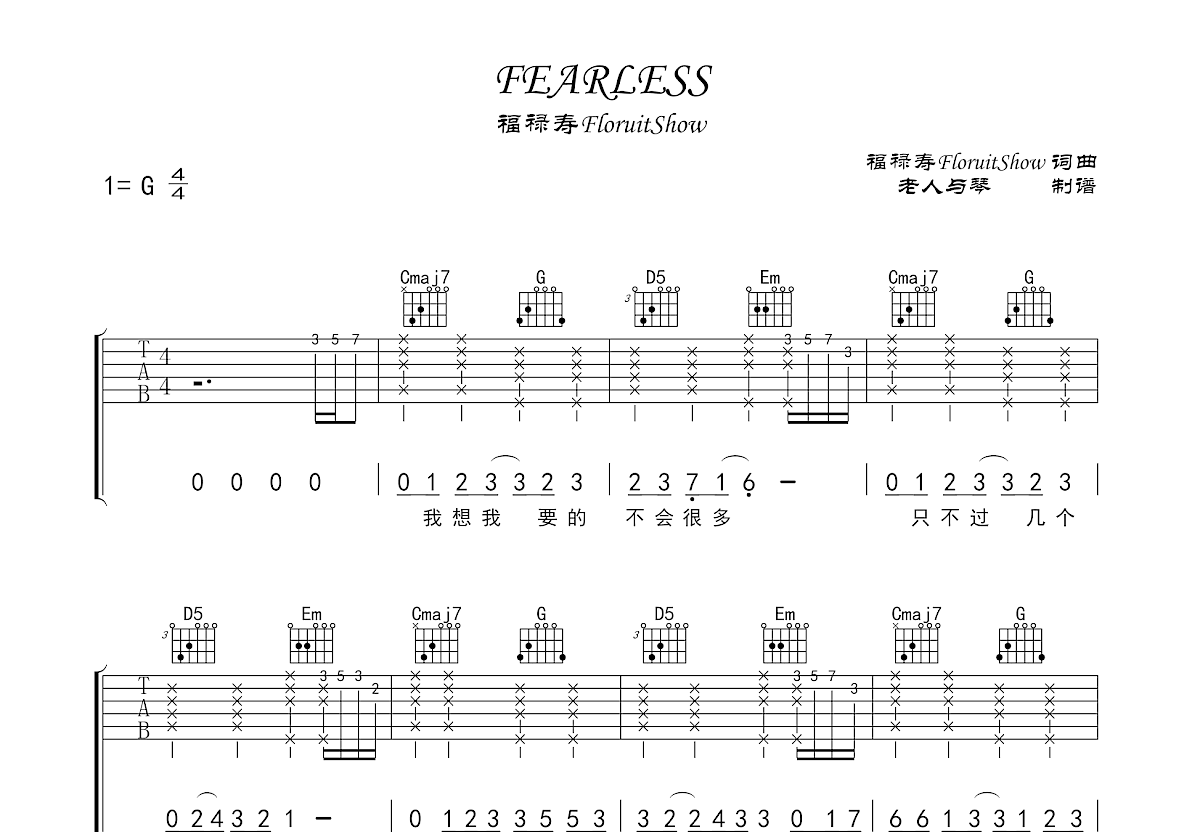 FEARLESS吉他谱预览图
