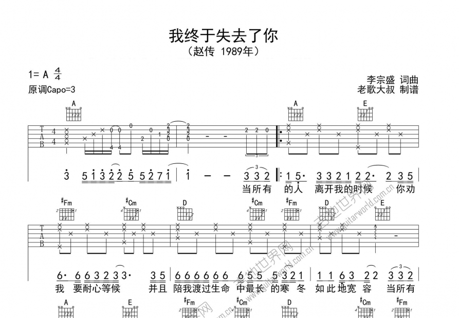 我终于失去了你吉他谱预览图