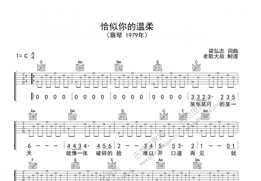 恰似你的温柔吉他谱预览图