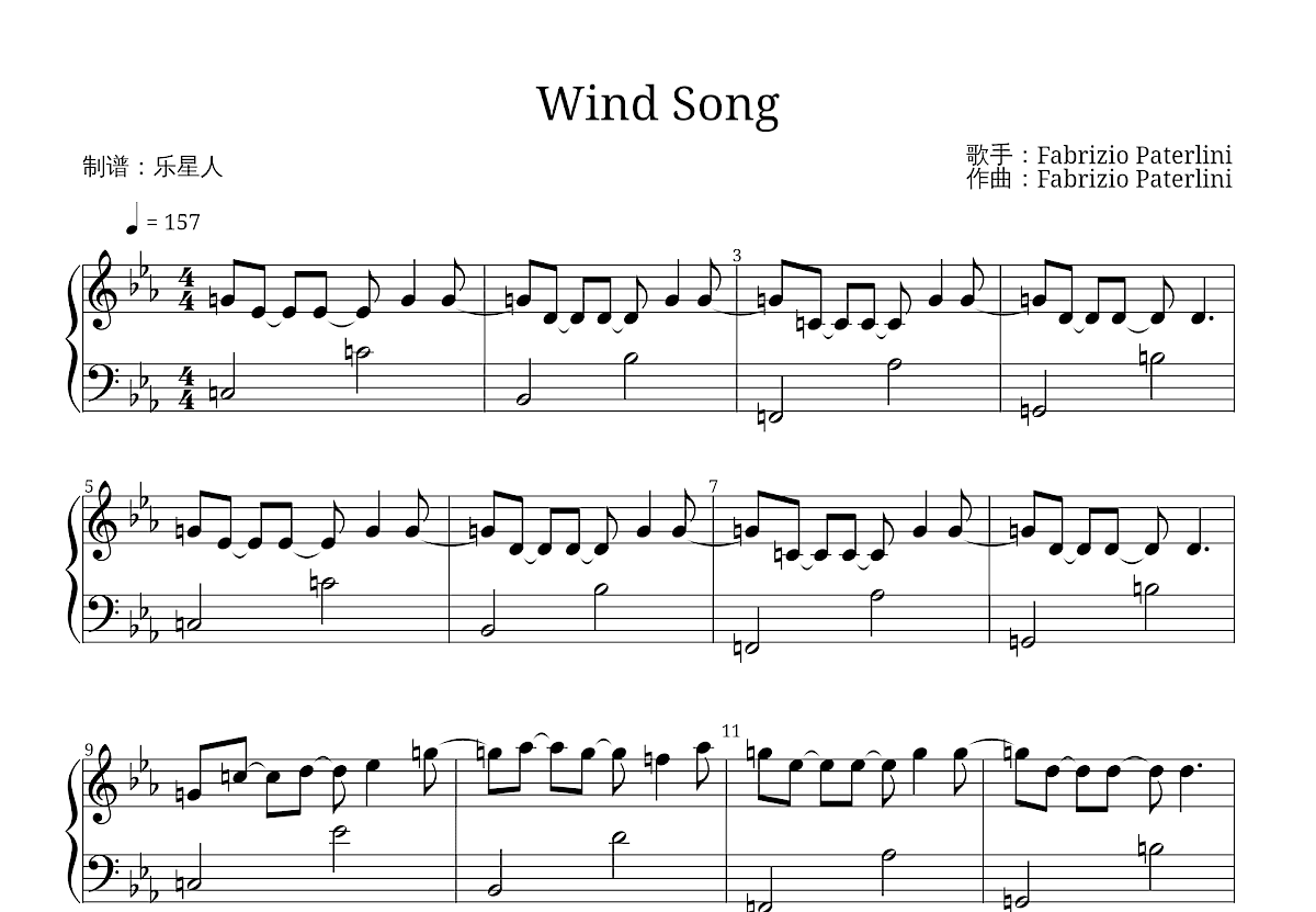 Wind Song五线谱预览图