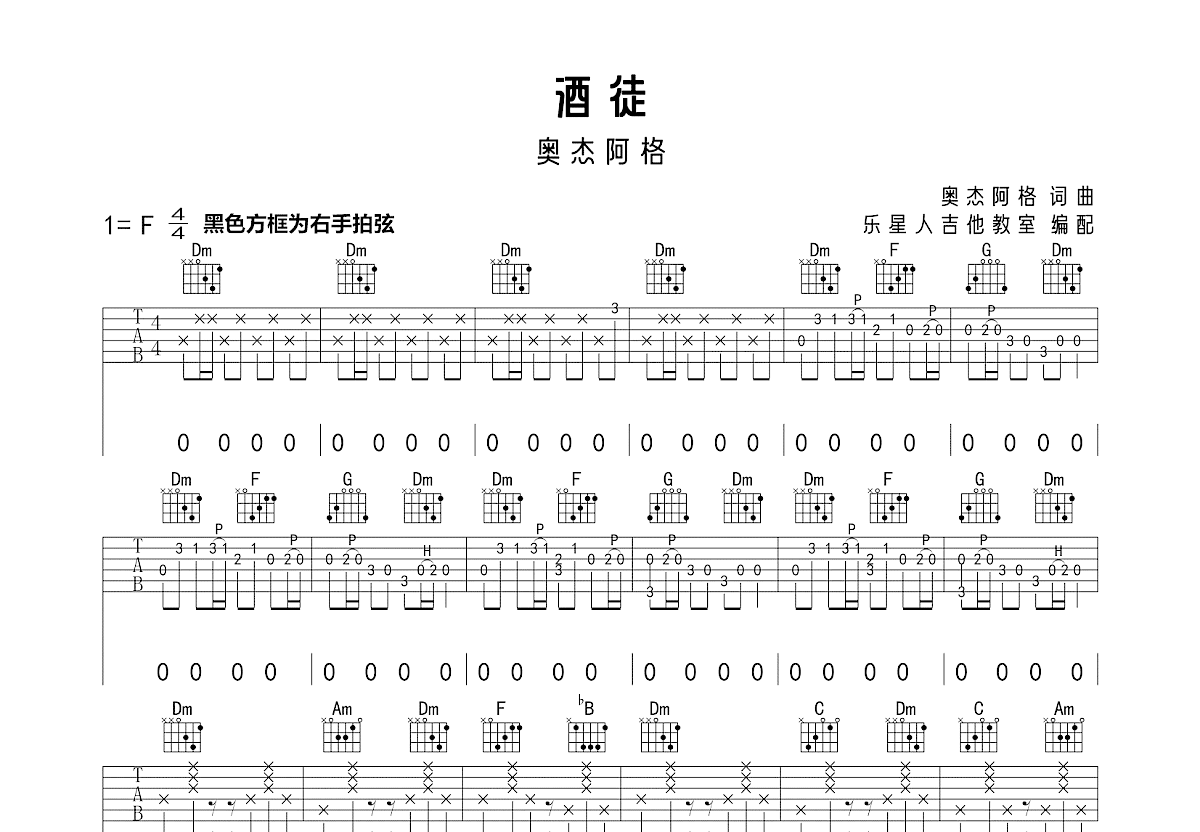 酒徒吉他谱预览图