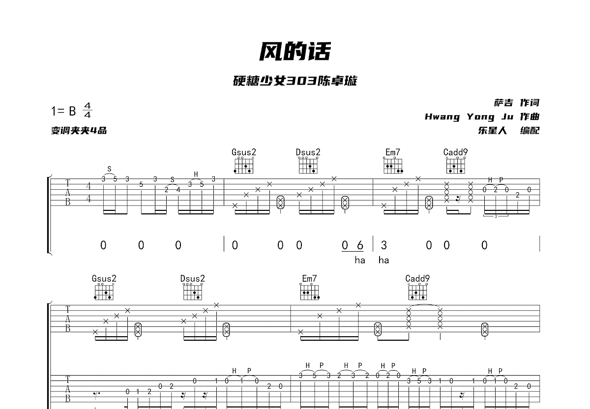 风的话吉他谱预览图