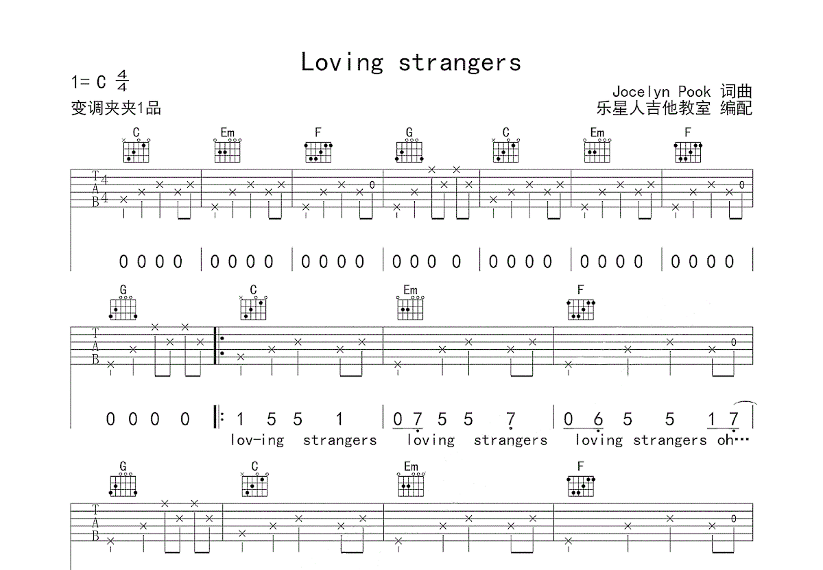 Loving Strangers吉他谱预览图