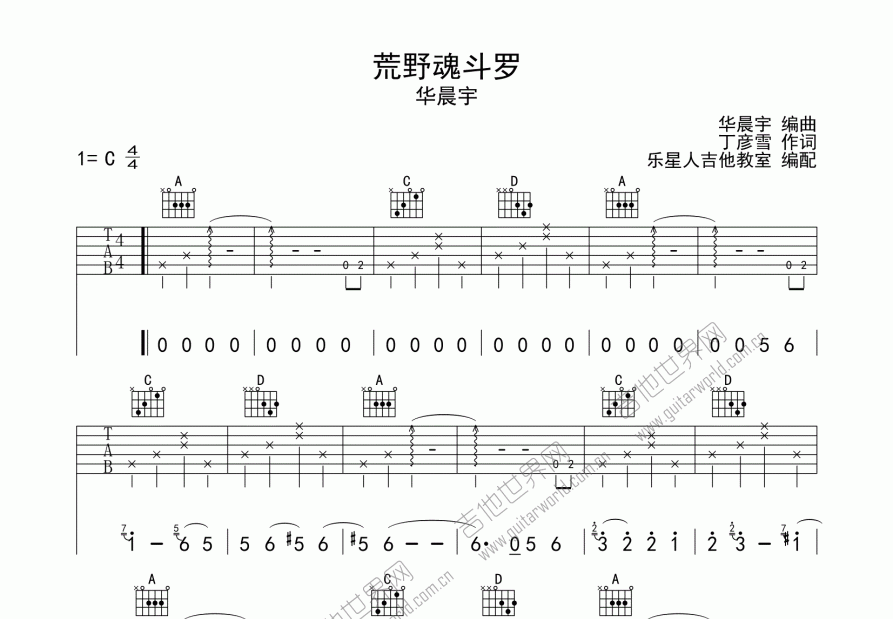 荒野魂斗罗吉他谱预览图