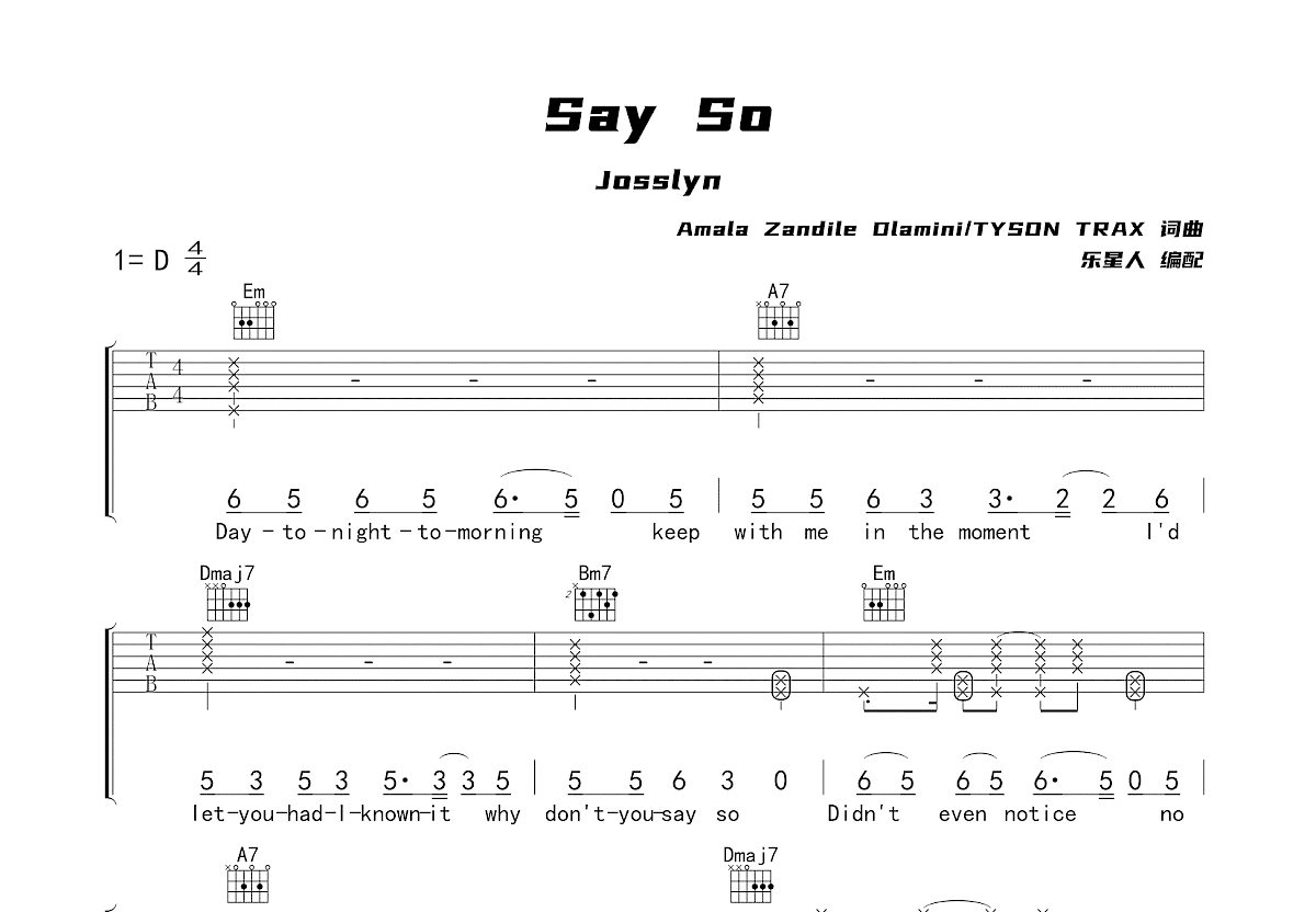 Say so吉他谱预览图