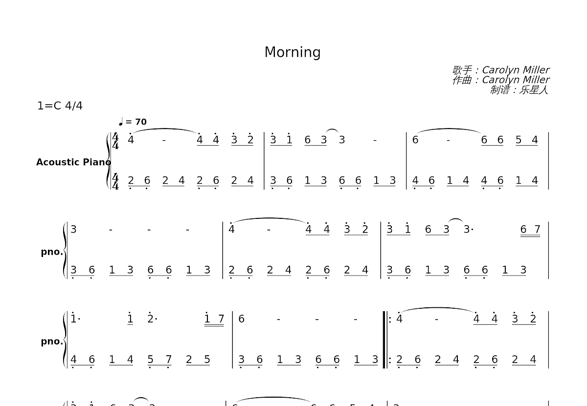 Morning简谱预览图