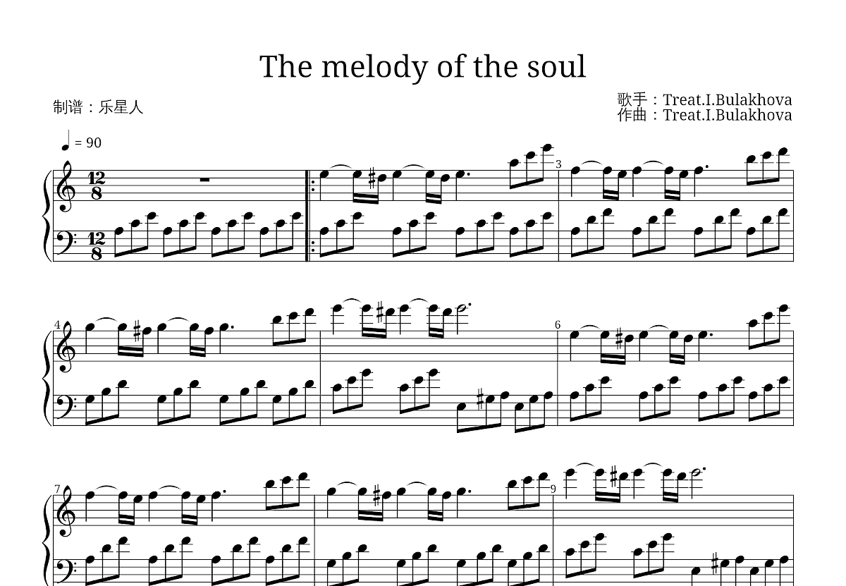 The melody of the soul五线谱预览图