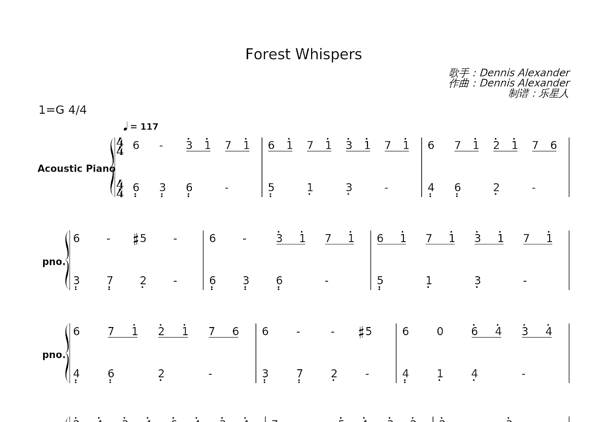 Forest Whispers简谱预览图
